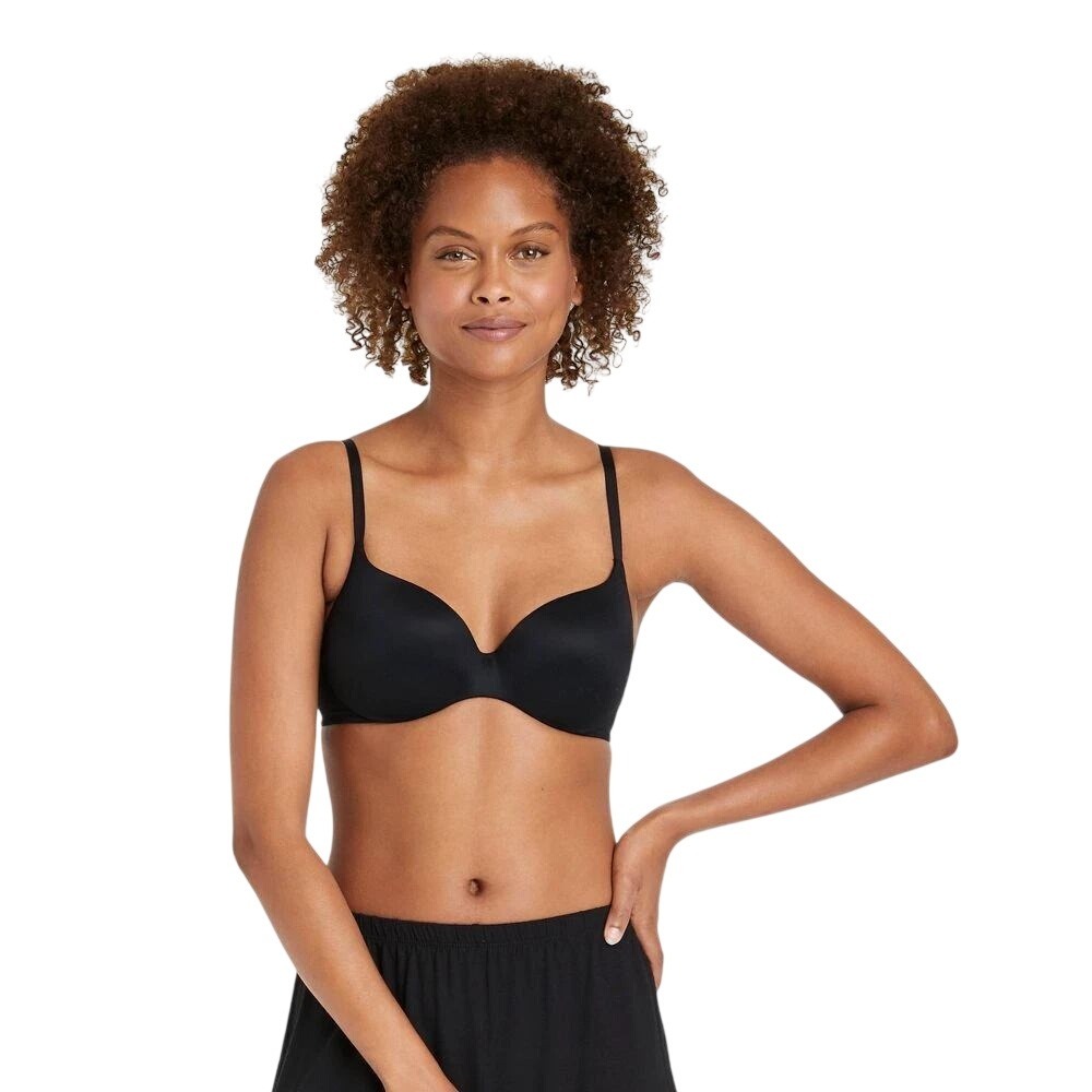 Auden Women's Luxury Collection Black Embedded Wire T-Shirt Bra Size 32B